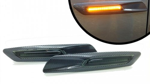 Semnalizare Aripa Led Carbon Bmw Seria 1 E81 2006-2012 Set 2 Buc BTLL-104