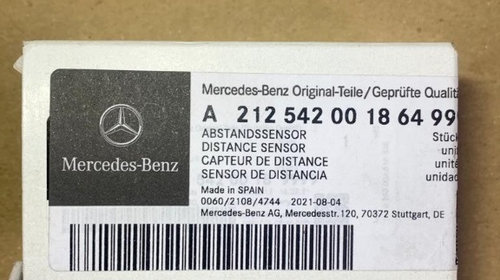 Senzor parcare bara spate centru NOU ORIGINAL Mercedes E Class W212 2019 2010 2011 2012 cod A212542001864