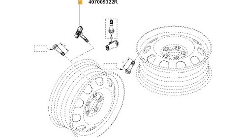 Senzor presiune roata si valva Dacia Duster 04/2010-2018 – producator Renault 407009322R – Piesa Noua