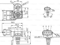 Senzor presiune supraalimentare 0 261 230 280 BOSCH pentru Ford C-max Ford Grand Volvo V60 Volvo V70 Volvo S80 Ford S-max Ford Galaxy Ford Mondeo Ford Focus Volvo S60 Ford Tourneo Volvo V40 Ford B-max Ford Fiesta