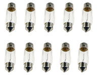 Set 10 becuri C10W, C10W 12V 10W /BASE TYPE: SV8,5-8 36MM/ /SPRZEDAJEMY TYLKO PO 10SZT./