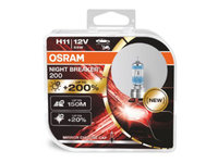 SET 2 BECURI 12V H11 55 W NIGHT BREAKER +200% OSRAM