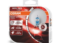 SET 2 BECURI 12V H11 55 W NIGHT BREAKER LASER NextGen +150% OSRAM 64211NL-HCB OSRAM