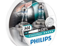 Set 2 Becuri auto far halogen Philips H4 X-treme Vision, +130%, 12V, 55W Cod:00567028