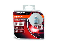 Set 2 Becuri Auto Halogen compatibil cu far Osram Night Breaker Unllimited +110% 9006NBU HB4 12V 51W