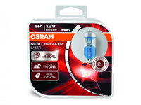 Set 2 Becuri Auto Halogen compatibil cu far Osram Night Breaker Laser +130% 64193NBL H4 12V 60/55W