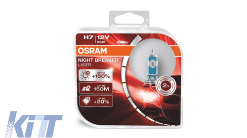 Set 2 Becuri Auto Halogen compatibil cu far Osram Night Breaker Laser +130% 64210NBL H7 12V 55W