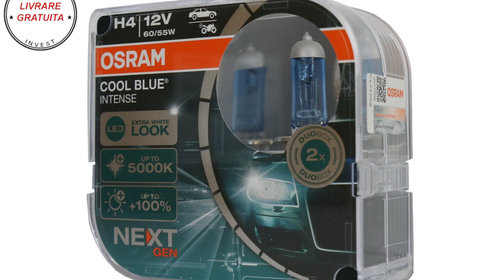 Set 2 Becuri Auto Halogen NEXT GEN Osram Cool Blue Intense H4 64193CBN-HCB 12V- livrare gratuita