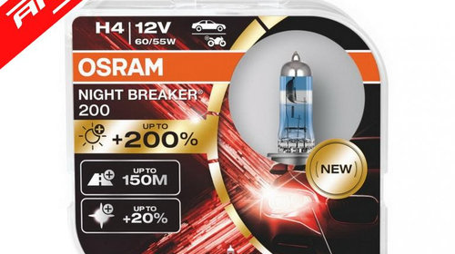 Set 2 Becuri Auto Halogen Osram Night Breaker Laser 200 H7 12V 55W