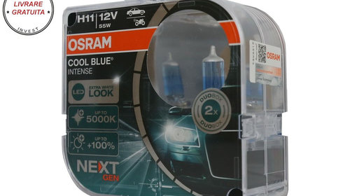 Set 2 Becuri Auto-Moto Halogen NEXT GEN Osram Cool Blue Intense H11 64211CBN-HCB 1- livrare gratuita