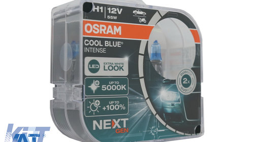 Set 2 Becuri Auto Moto Halogen NEXT GEN Osram Cool Blue Intense 64150CBN-HCB H1 12V