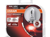 Set 2 becuri auto Osram H4 Night Breaker Silver +100%, 60/55W, 12V,992337