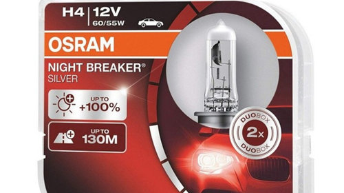 Set 2 becuri auto Osram H4 Night Breaker Silv