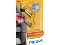 Set 2 Becuri auto Philips T10 White Vision, 12V, 3W Cod:52410830