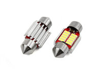 Set 2 becuri auto Vertex LED , C5W SV8.5-8, 10SMD 4014, 2W, 31mm, Canbus, 12-24V, leduri alb sofit Festoon