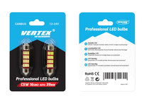 Set 2 becuri auto Vertex LED , C5W SV8.5-8, 12SMD 4014, 2.2W, 39mm, Canbus, 12-24V, leduri alb sofit Festoon
