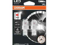 SET 2 BECURI AUXILIARE CU LED 12V (W16W) RED BLI OSRAM