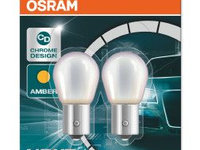 Set 2 becuri crom-galben OSRAM Diadem Chrome PY21W 12V 7507DC-02B