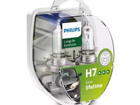 Set 2 Becuri Far H7 55w 12v Long Life Ecovision Philips Philips Cod:12972llecos2
