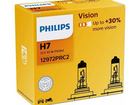 Set 2 Becuri Far H7 55w 12v Vision Philips Philips Cod:12972prc2