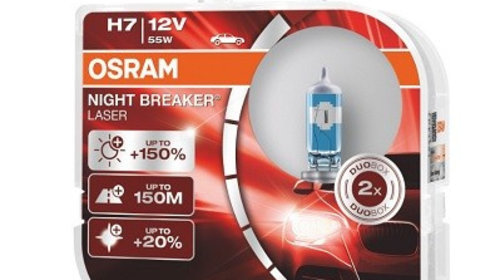 Set 2 becuri H7 55W 12V 55 W NIGHT BREAKER LASER NextGen +150% OSRAM 64210NL-HCB