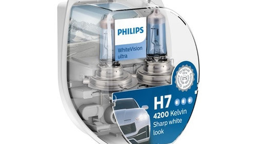 Set 2 becuri H7 Philips White Vision 12v 55W 