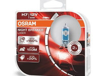 Set 2 becuri incandescente lumină de drum/de zi OSRAM Night Breaker H7 12V 64210NL-HCB