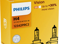 Set 2 becuri incandescente PHILIPS Vision H4 12V 12342PRC2