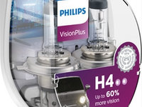 Set 2 becuri incandescente PHILIPS Vision Plus H4 12V 12342VPS2