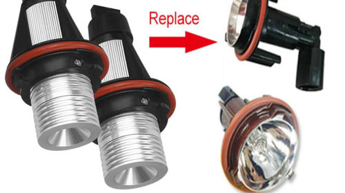 Set 2 Becuri Led Marker Angel Eyes Bmw E39 E60 E61 E39 E63 E64 E65 E66 E83 X5, Alb KRU163