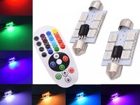 Set 2 becuri LED SOFIT 36mm sau 39mm cu telecomanda RGB