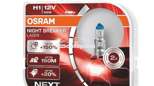 Set 2 becuri Osram H1 Night Breaker Laser Nex