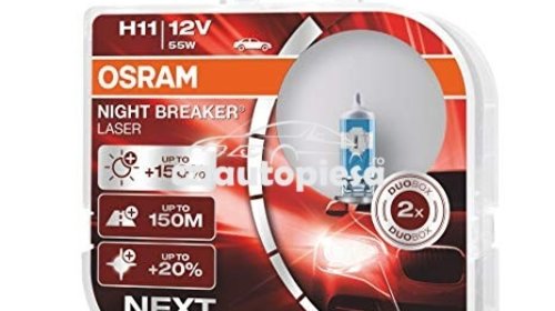 Set 2 becuri Osram H11 Night Breaker Laser Ne