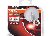 Set 2 becuri Osram H11 Night Breaker Silver (+100% lumina) 12V 55W 64211NBS-HCB piesa NOUA