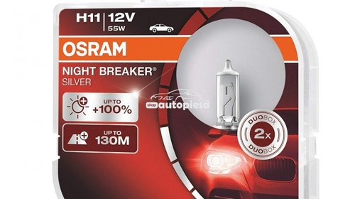 Set 2 becuri Osram H11 Night Breaker Silver (