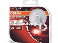 Set 2 becuri Osram H7 Night Breaker Silver (+100% lumina) 12V 55W 64210NBS-HCB piesa NOUA