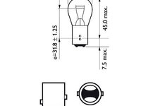 Set 2 becuri P21/5W 1,4 W 12V AUXILIARE CU LED RED BLI OSRAM 7528DRP-02B