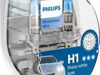 Set 2 becuri Philips H1 WhiteVision Ultra 12V 55W 12258WVUSM piesa NOUA