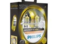 Set 2 becuri Philips H4 ColorVision galben 12V 60/55W 12342CVPYS2 piesa NOUA