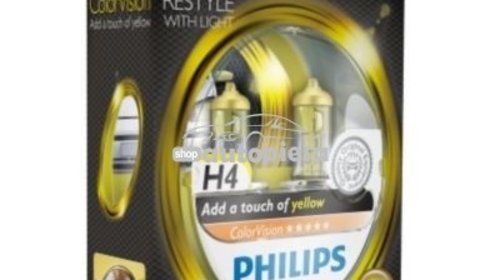 Set 2 becuri Philips H4 ColorVision galben 12