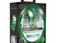 Set 2 becuri Philips H4 ColorVision verde 12V 60/55W 12342CVPGS2 piesa NOUA