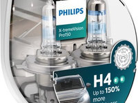 Set 2 becuri Philips H4 X-tremeVision Pro150 (+150% lumina) 12V 60/55W 12342XVPS2 piesa NOUA