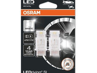 Set 2 becuri PY27/7W 2W 12V AUXILIARE CU LED WHITE 6000K BLI OSRAM 3157DWP-02B