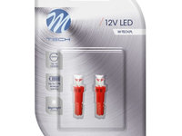 Set 2 Buc Bec Led M-Tech T5W 12V W2X4,6D Rosu LB002R