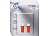 Set 2 Buc Bec Led M-Tech T5W 12V W2X4,6D Rosu LB053R