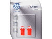 Set 2 Buc Bec Led M-Tech W5W 12V W2,1X9,5D Rosu LB006AR