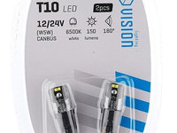 Set 2 Buc Bec Led Vision W5W (T10) 12/24V 4X 1616 SMD Led, Canbus, Alb 58268