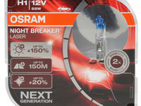 Set 2 Buc Bec Osram H1 12V 55W P14,5s Night Breaker Laser Next Generation +150% 64150NL-HCB