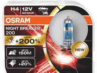 Set 2 Buc Bec Osram H4 12V 60/55W Night Breaker 200 P43t +200% 64193NB200-HCB