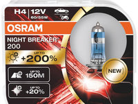 Set 2 Buc Bec Osram H4 12V 60/55W Night Breaker 200 P43t +200% 64193NB200-HCB